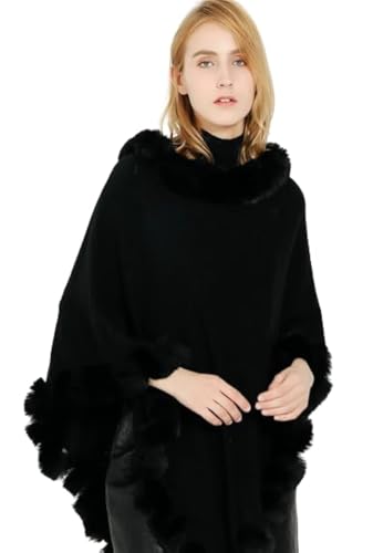 Shawl Wrap for Women Faux Fur Poncho Cape Large Blanket Wraps Winter Warm Knitted Cloak Cardigan Sweater Cozy Shawls