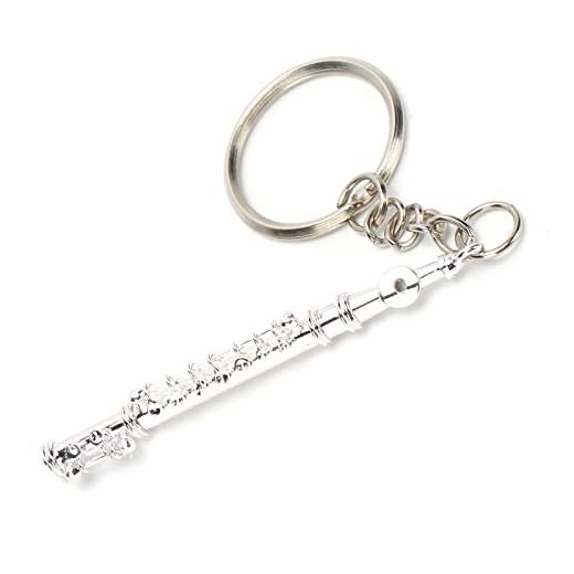 flauta llavero, miniatura musical decorativa plateada para regalo de música