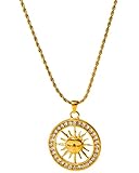 JOOLEI® Solar Aura Kette Damen - 18K vergoldet Halskette mit Sonnen-Anhänger & funkelnden Steinen - Wasserfeste Edelstahl Kette verstellbar - Eleganter Damenschmuck & perfekte Geschenkidee 51-57cm