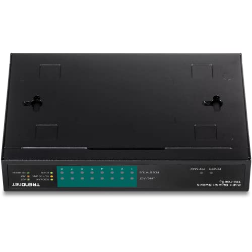 Image of TRENDnet 8-Port Gigabit PoE+ Switch, TPE-TG80G, 8 x Gigabit PoE+ Ports, 123W PoE Power Budget, 16 Gbps, Ethernet Splitter, NDAA & TAA Compliant, Metal, Lifetime Protection, Black,(Pack of 10)
