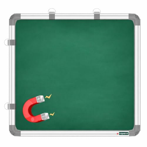 Image of YAJNAS 2x2 Feet Ceramic Steel (Magnetic) Green Chalkboard for Kids, Home & Kitchen with Heavy-Duty Aluminium Frame | Scratch-Proof & Corrosion-Proof Surface (Honeycomb Lightweight Core)