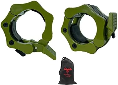 Olympic Barbell Clamps 2 inch Quick Release Pair 2" Hole Barbell Clamp For Heavy Weight Lighting (ARMY Green)