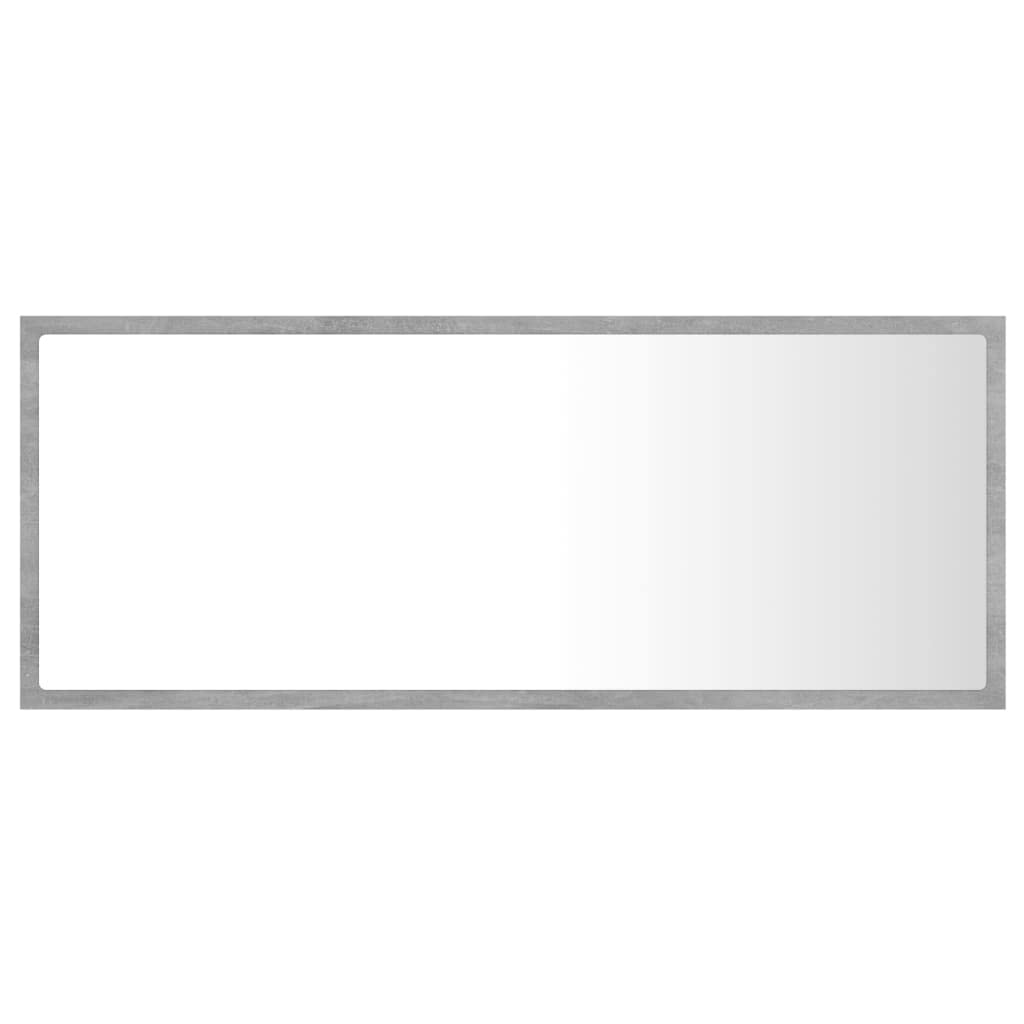 Espejo de baño LED gris hormigón, 100 x 8,5 x 37 cm, acrílico espejo de pared con iluminación RGB, diseño moderno para baño, montaje versátil