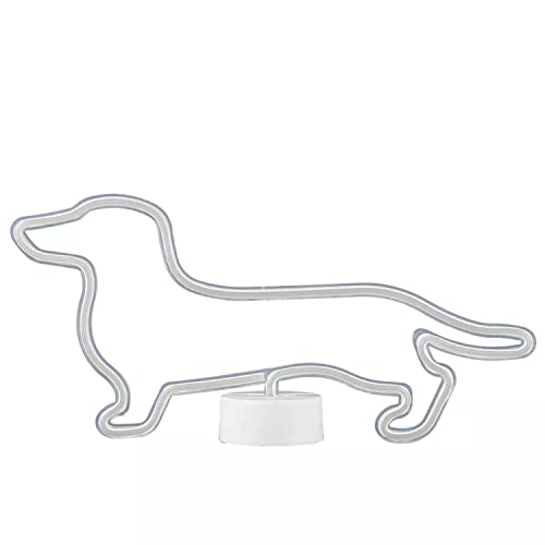 Neonlicht Dackel Hund blau mit Fuß Sockel NEON LED Licht batteriebetrieben Aufsteller Tischlampe Leuchtreklame Lampe Leuchte Dekoration Kinderzimmer Schlafzimmer Beleuchtung Party Nachtlicht Stand