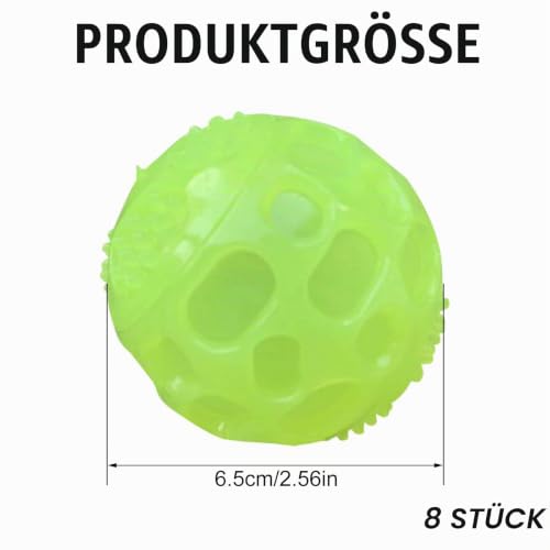 8 Stück Glow In The Dark Hundeball, Quietschende Hundebälle Leuchtende Gummi-Hundebälle, Dehnbarer Gummiball Hundeball, Hund Interaktive Ball, Zähne Training Hund Ball für kleine, mittlere Hunde