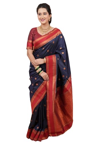 Image of SGF11 Women's Kanjivaram Pure Soft Silk Saree With Unstitched Blouse Piece