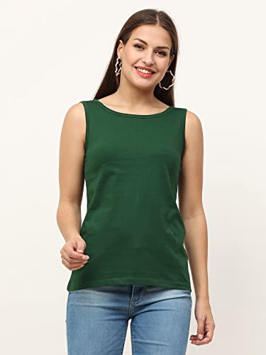 Image of Ecoline Clothing Eco-Friendly Women's Cotton Regular Fit Dual V Neck /Round Neck Tank Top, Yellow, Large