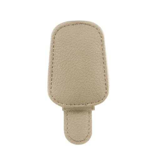 BEYTEQ Sunglasses Holders for Car Visor - Magnetic Leather Sunglasses Holder and Ticket Card Clip - Car Visor Accessorier, Cream, Pack of 1