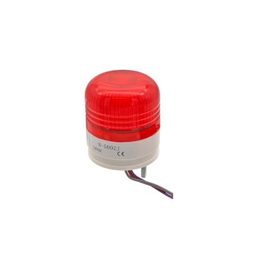 SFOCFWH Industrial LED Rotating Strobe Beacon Warning Lights, ?N-5002J? Electrical Revolving Signal Lights for Emergency, 24V,AC/DC, with Buzzer for Emergency (Red)
