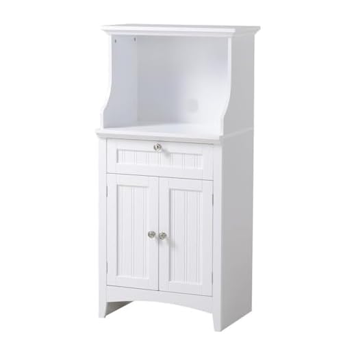 White Wood Microwave Coffee Cabinet