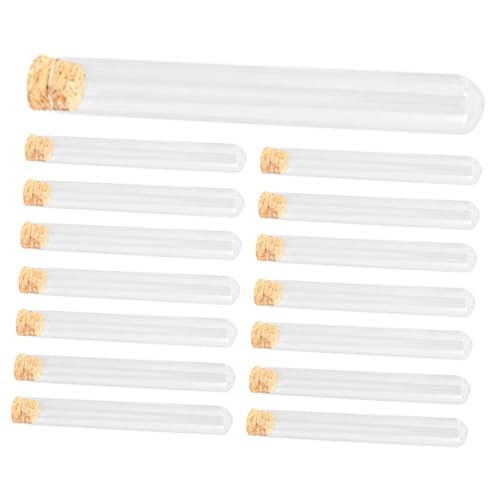 Generic ガラス製ラウンドボトム試験管15個セット ? コルクストッパー付きで漏れ防止、透明度高い実験用チューブ (18.00X1.80X1.80CM)