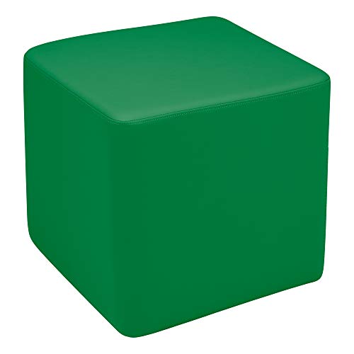 Image of Sprogs 18 inch H Structured Cube Stool -Flexible Modular Collaborative Soft Seating for Office, Home, Lounge and School Classrooms with Durable Frame & Set of 2 inch Casters Add-on -Green