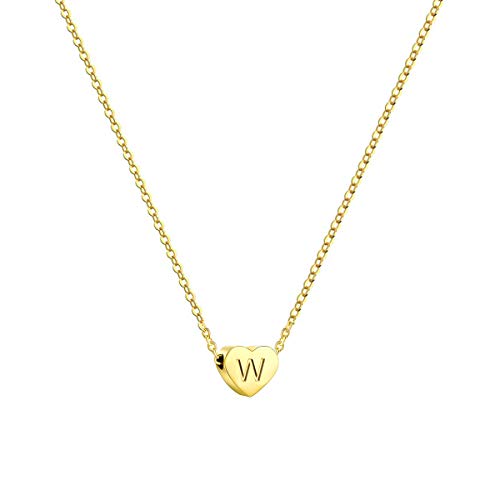 Ovian Heart Initial Necklace for Women 18K Gold Plated Stainless Steel Tiny Heart Pendant Engraved Letter Necklace Personalized Monogram Name Necklace
