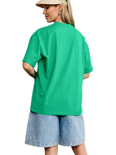 Image of LEOTUDE Half Sleeve Cottonblend Oversized Tshirt for Women, Round Neck