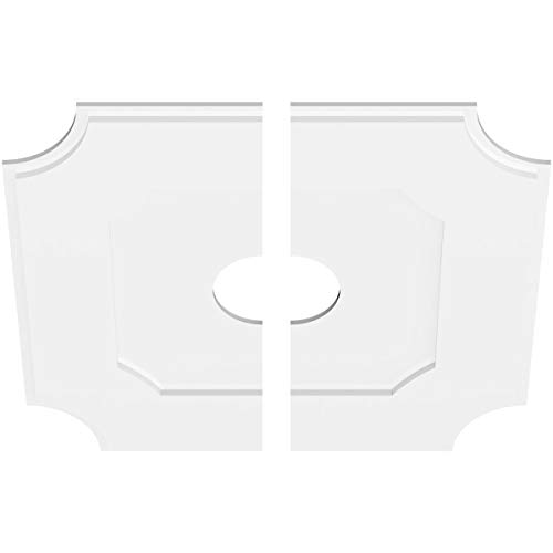 Image of Ekena Millwork CMP30LE2-06000 Locke Architectural Grade PVC Contemporary, Two Piece Urethane Ceiling Medallions 30 inchOD x 6 inchID x 18 inchC x 1 inchP