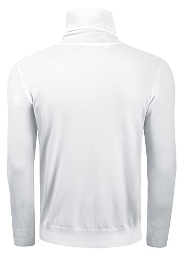 Tapulco Mens Fashion Ribbed Turtle Neck Thermal Sweaters Full Sleeve Regular Fit Versatile Knitted Casual Pullover Basic Designed Sweater Holiday Leisure Wear White Medium #TOP2