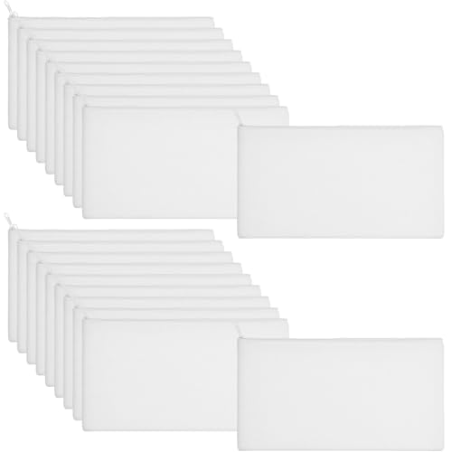 Shappy 40 Pieces Canvas Pouch Zipper Pen Makeup Cosmetic Bag, Pure White