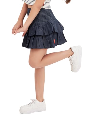 Image of olele Girls Roxy Ruffle Skirt - Red Cotton for 4 to 14 Years Kid | Layer Skirt for Girls | Cotton Skirt for Girls | Red Skirt for Girls | Layered Skirt for Girls | Red Skirt for Girls Long