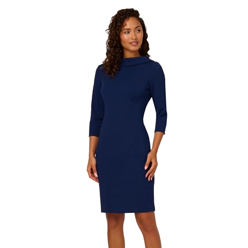 Image of Adrianna Papell Women's Rolled Neck Crepe Midi Dress