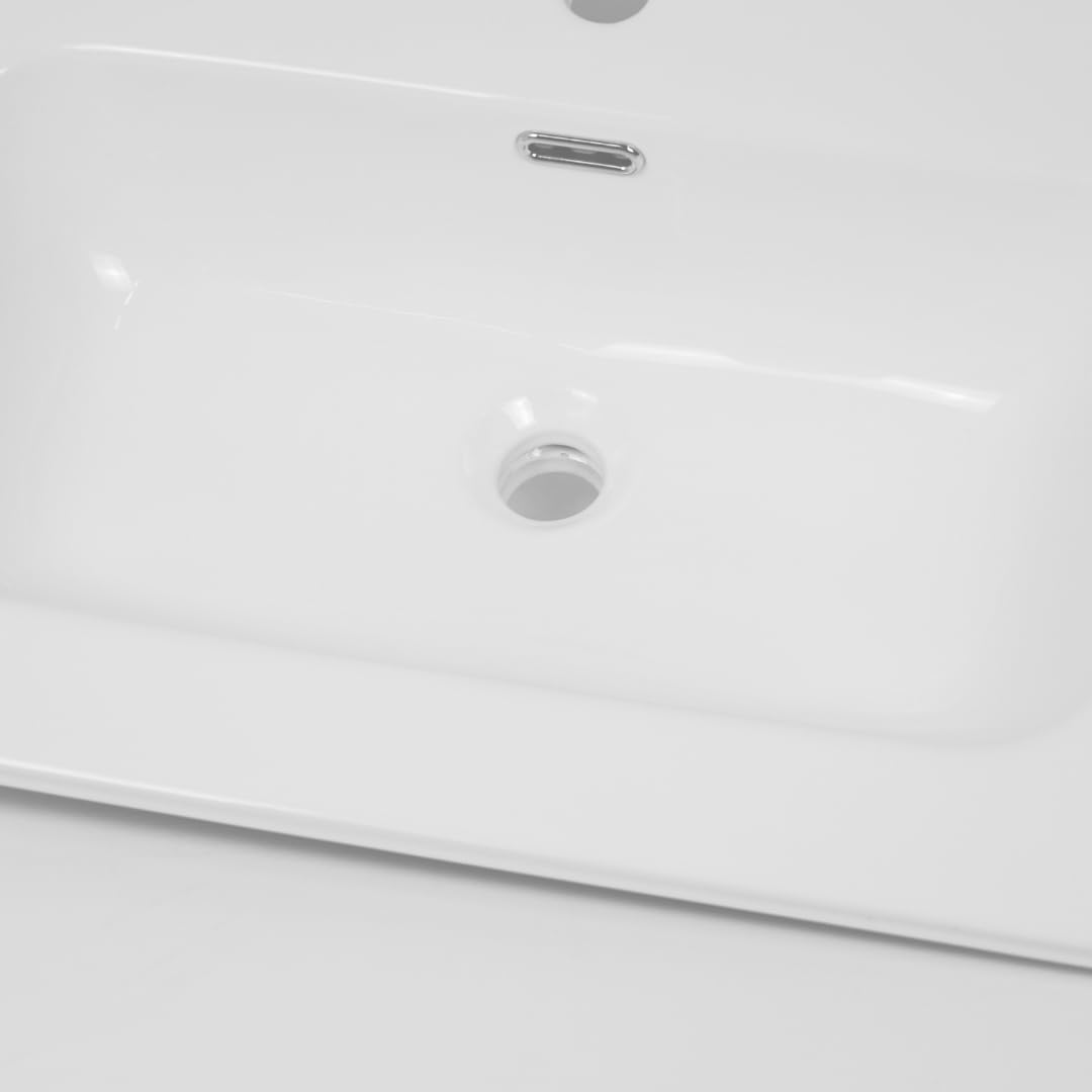 Lavabo ad Incasso in Ceramica Bianco Lucido Rettangolare per Mobili Bagno (101x46 cm)