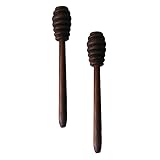 Holibanna 2 Piezas Palo de Miel Cucharilla de Jarabe pequeño Varilla para Remover Miel Varita mágica Varita de Miel cazo Varita de Tarro de Miel agitadores de Miel Nogal Negro Reutilizable