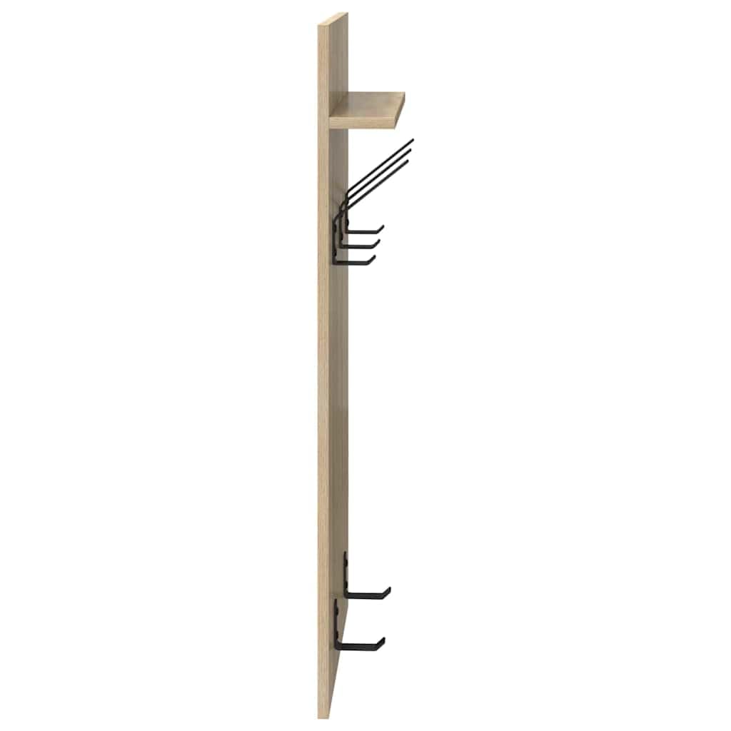Perchero de pared de roble Sonoma 90 x 40 x 10 cm diseño moderno con 3 estantes y ganchos robustos para pasillo, salón y baño