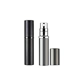 Yeejok Refillable Perfume Bottle Atomizer for Travel, Portable Easy Refillable 5ml Perfume Spray Pump Bottle for Men and Women - Black and Silver