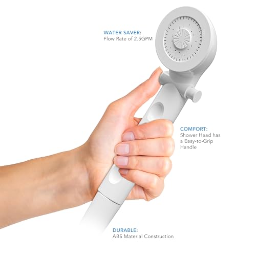 Image of RV Shower Head with Hose ABS Outdoor RV Shower Hose Kit Replacement with ON /OFF Switch for RV, Trailer, Campers, Motorhomes, Fifth Wheels, Boats (White)