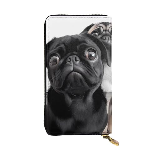 Portefeuille en cuir long sac à main de voyage carlin noir porte-cartes fermeture éclair téléphone