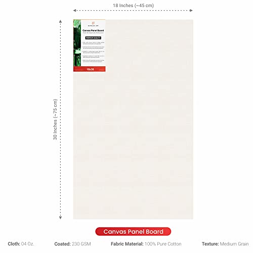 Image of Scholar Art Hobby Series 04 Oz (230 GSM) 100% Cotton Canvas Panel Board for Painting (White Blank Canvas Boards for Acrylic Paint, Oil Paint, Wet & Dry Media) | 18 inchx30 inch (45x75 cm), Pack of 6