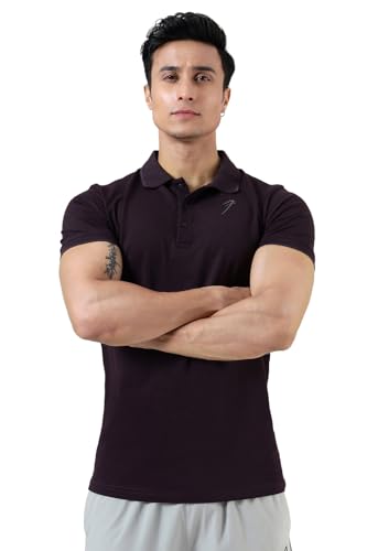 Image of FUAARK Men Slim Fit Pique Aura Polo Tshirt with Short Sleeves & Reflective Chest Logo -