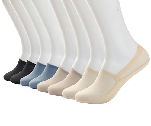 Men's No Show Socks with Non Slip Grips, Ultra Thin Low Cut Invisible Socks for Running, Gym, Casual Wear - 8 Pairs