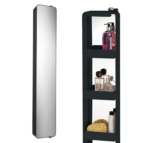 Croydex Arun Armoire de Salle de Bain Haute pivotante avec Miroir, 4 étagères Fixes, Armoire Murale de Salle de Bain entièrement assemblée avec Toutes Les...