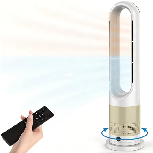 Yopower Bladeless Fan, 2 In 1 Electric Tower Fan Heater Combo, All Season Air Circulator with 11 Wind Speeds, Remote& Touch Control, 80° Oscillating, Turbo Motor, 9H Timer, Cool Warm Fan for Bedroom