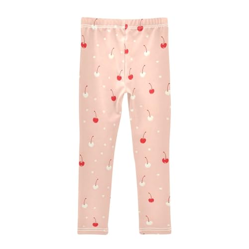 Cute Cherry Heart Girls Leggings Soft Stretch Workout Yoga Dance Pants for Kids Casual Tights2