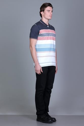 Image of SANE ORIGINALS T-Shirt for Men with Pocket || Textured Striped Polo for Men