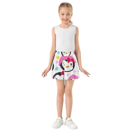 Joisal Athletic Shorts Girls Skorts Cute Cartoon Penguin Tennis Skirts Toddler Cool Pink Teen Skirt 3t3