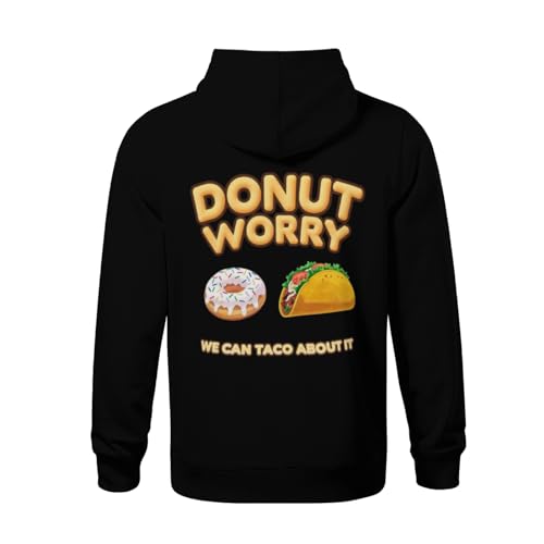 Kids Retro Funny Donut Worry We Can Taco About It Boys Girls Lightweight Kangaroo Pocket Fleece Hoodies3