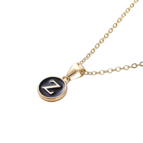 Image of Giftana Alphabet Locket with Chain, Black Enamel Letter A-Z Pendant Necklace for Woman and Girls, Personalized Initial Name Gold Plated Pendant Necklace Gift for Girlfriend, Sister