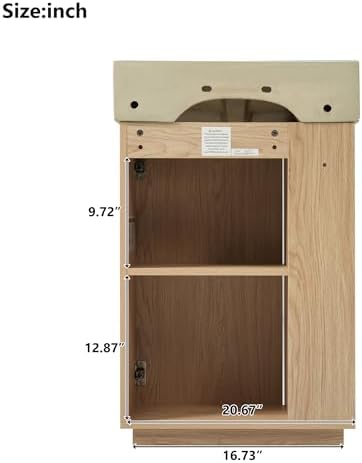 Merax 21.6" Modern Bathroom Vanity with Ceramic Sink, Freestanding Storage Cabinet with Right Side Soft-Close Door & Side Storage for Small Bathrooms — view 11