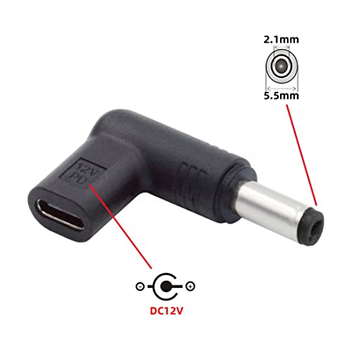Chenyang Adaptador USB C para CC 12 V, USB 3.1 Tipo C fêmea para DC 5,5 x 2,1 mm, adaptador de plugu
