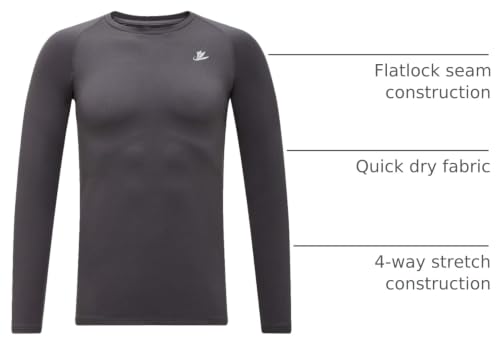 Image of DEVOROPA Youth Boys Compression Shirt Long /Short Sleeve Football Baseball Undershirt Quick Dry Kids Sports Baselayer Crewneck