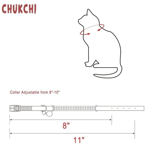 CHUKCHI Soft Velvet Safe Cat Adjustable Collar Bling Diamante with Bells,11 inch for Small Dogs and Cats (Pink)