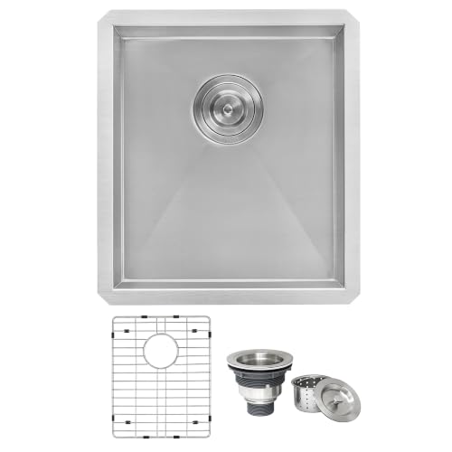 Image of Ruvati 16-inch Undermount 16 Gauge Zero Radius Bar Prep Sink Stainless Steel Single Bowl - RVH7111