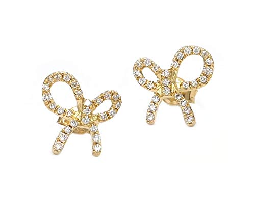 Amazon.com: Elegant jewel box Women Diamond bow earrings in solid  