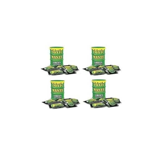 Lot de 4 bonbons verts toxiques pour bonbons – Saveurs ultra aigres (kiwi, citron vert, poire, melon, pomme)