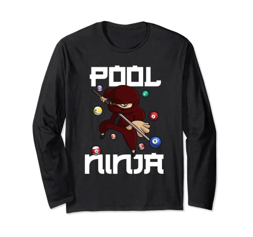 Divertente Pool Ninja | Simpatico Biliardo Tasca Ragazzi Ragazze Uomini Regalo Maglia a Manica