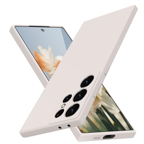 JUNAUTTB for Samsung Galaxy S21 Ultra 5G Case Liquid Silicone,Full Body Protective,Soft Shockproof Anti Scratch Case for Samsung Galaxy S21 Ultra Phone case Slim Fit Durable 6.8in White JUS01-125