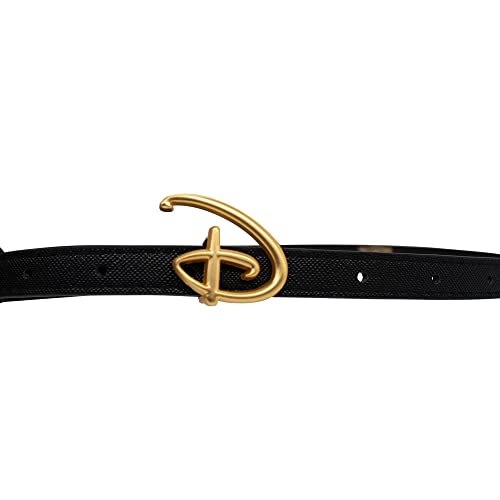 Buckle-Down Men's Disney, Signature D Logo Gold Cast Black, Vegan Leather Belt2