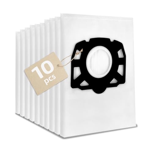 Lot de 10 Sacs Filtrants pour Aspirateur Pour Kärcher WD4, WD5, WD6, MV4, MV5, MV6 - Non-Tissé 487, Aspirateur Humide et Sec, Dimensions 42x49cm